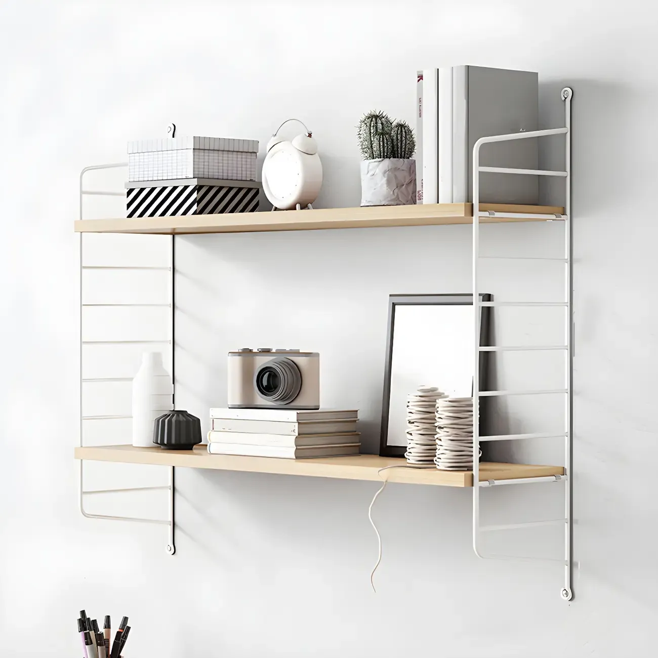 3-Shelf Nut-Brown Wall-Mounted Wood Open Bookcase Image - 15