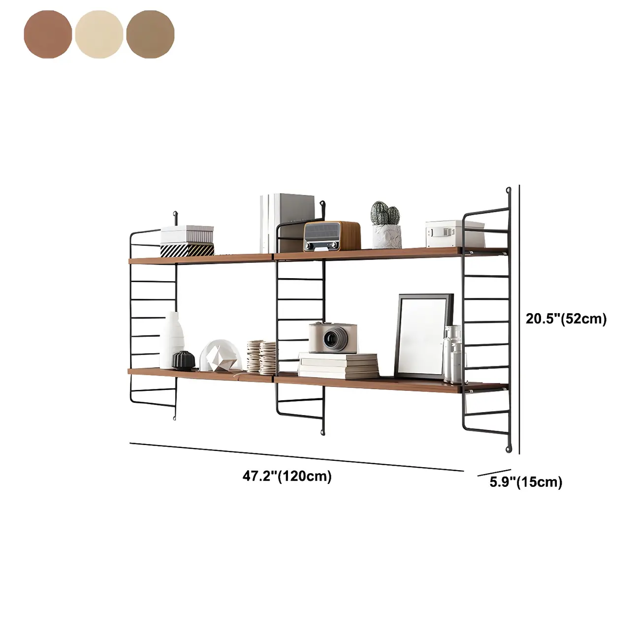 3-Shelf Nut-Brown Wall-Mounted Wood Open Bookcase Image - 18 | homeyfad