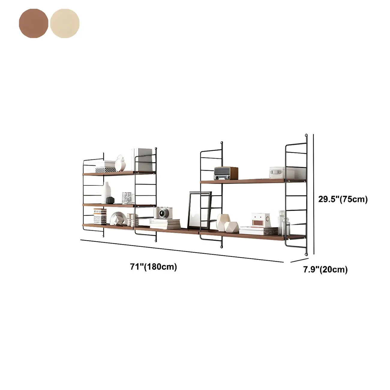 3-Shelf Nut-Brown Wall-Mounted Wood Open Bookcase Image - 19