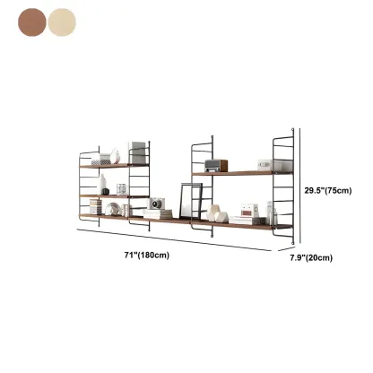3-Shelf Nut-Brown Wall-Mounted Wood Open Bookcase Image - 19