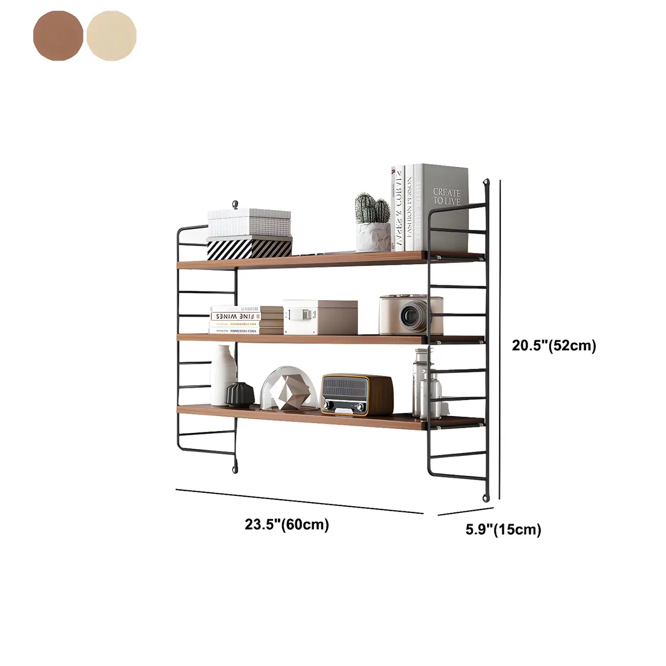 3-Shelf Nut-Brown Wall-Mounted Wood Open Bookcase Image - 20 | homeyfad