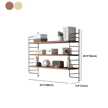 3-Shelf Nut-Brown Wall-Mounted Wood Open Bookcase Image - 20