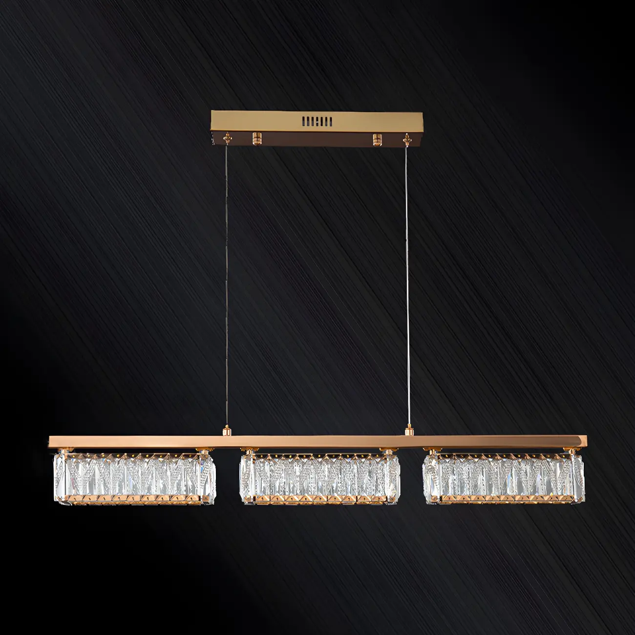Kitchen Modern Crystal Gold Rectangular Pendant Light Image - 5 | homeyfad