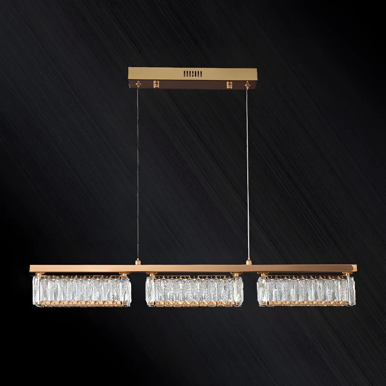 Kitchen Modern Crystal Gold Rectangular Pendant Light Image - 5