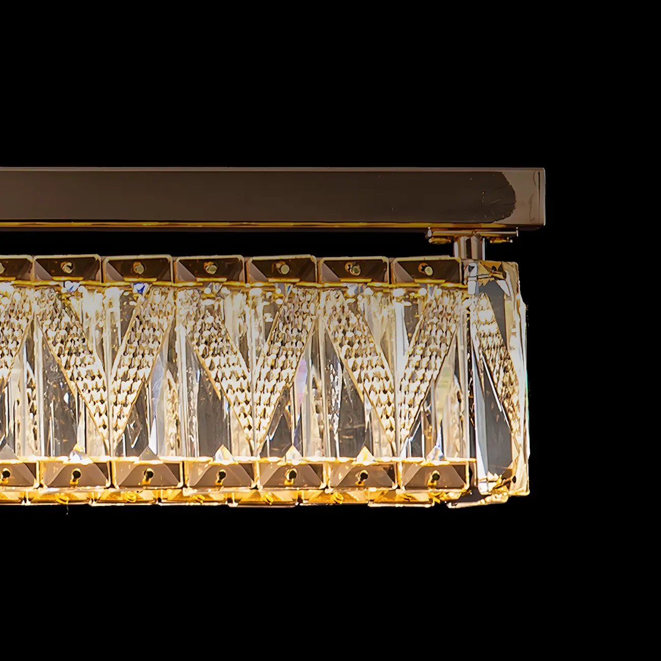 Kitchen Modern Crystal Gold Rectangular Pendant Light Image - 12 | homeyfad