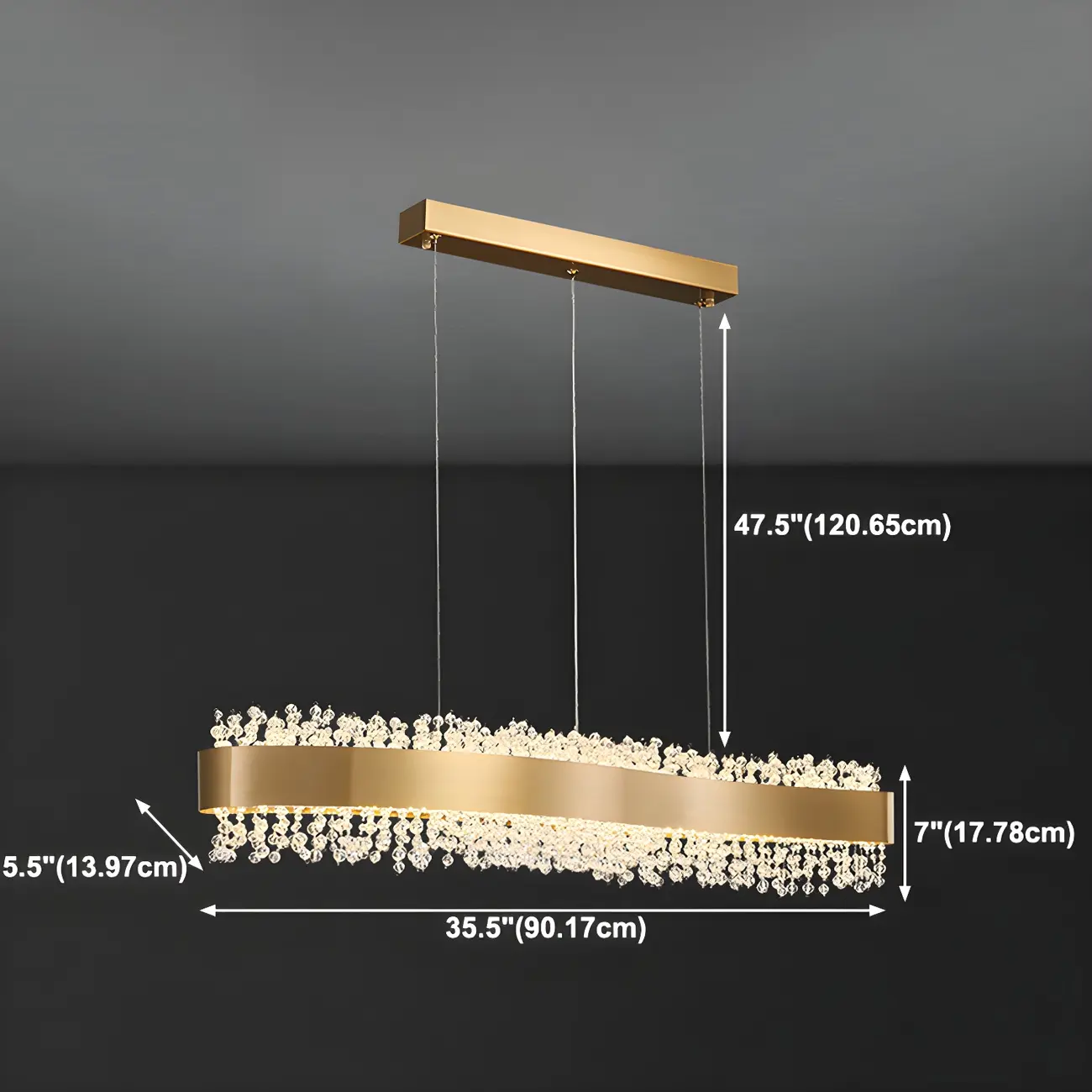 Adjustable Gold Crystal Island Light for Kitchens Image - 7 | homeyfad