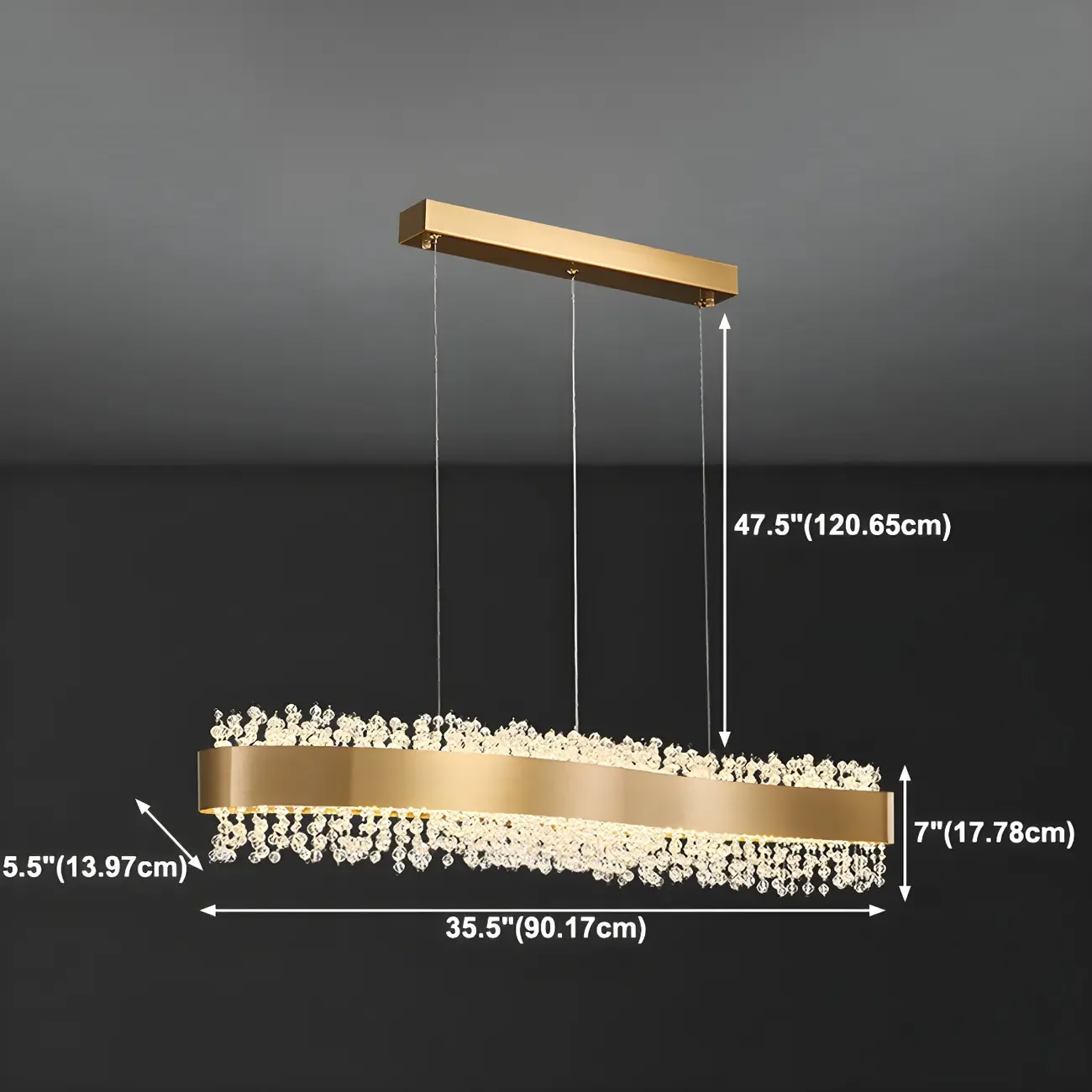 Adjustable Gold Crystal Island Light for Kitchens Image - 7