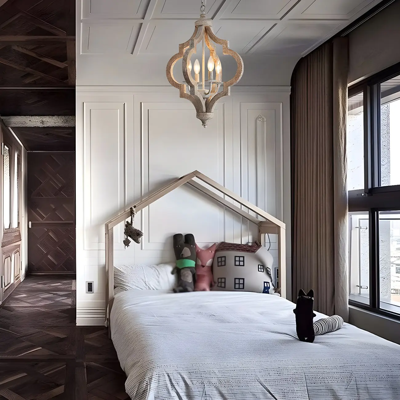 Unique Chandelier Lights Traditional Wood 4 Light Hanging Pendant Lights in Brown Image - 4 | homeyfad