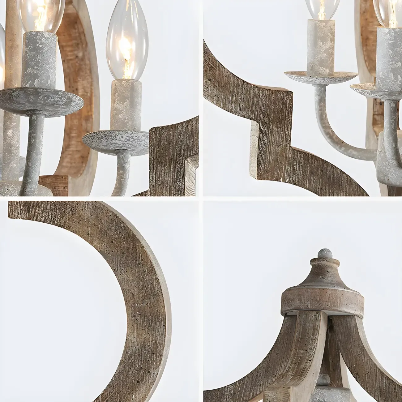 Unique Chandelier Lights Traditional Wood 4 Light Hanging Pendant Lights in Brown Image - 5