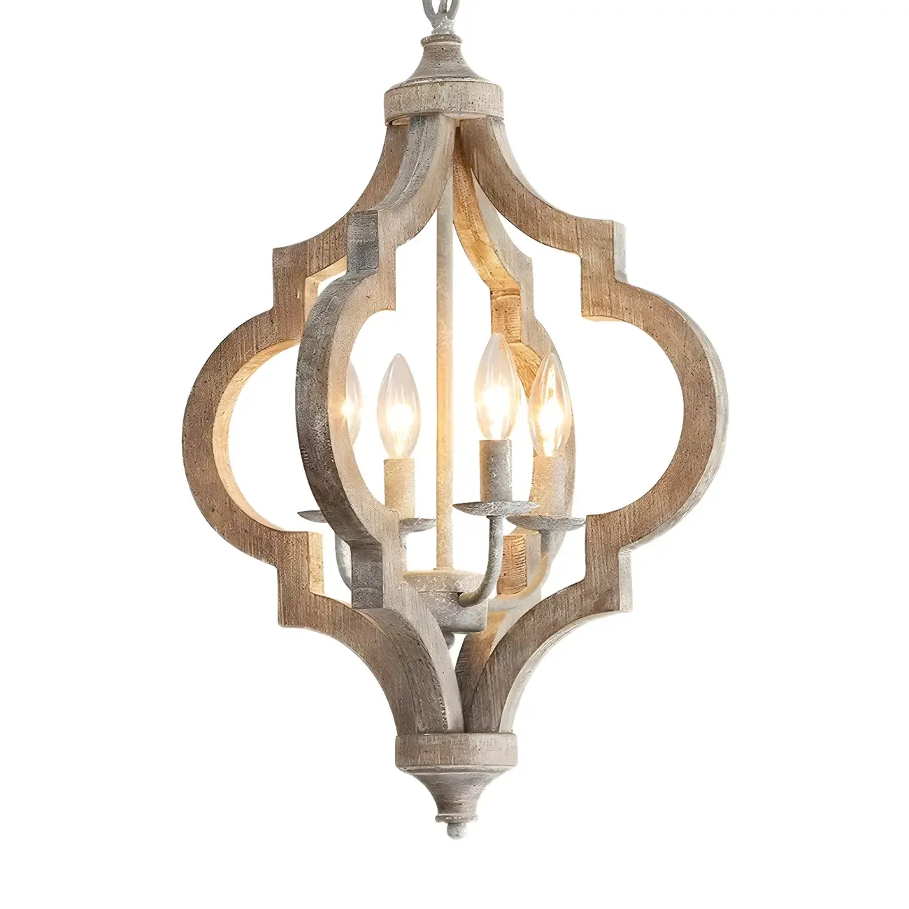 Unique Chandelier Lights Traditional Wood 4 Light Hanging Pendant Lights in Brown Image - 6