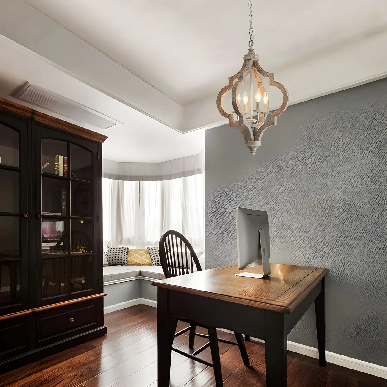 Unique Chandelier Lights Traditional Wood 4 Light Hanging Pendant Lights in Brown Image - 3 | homeyfad