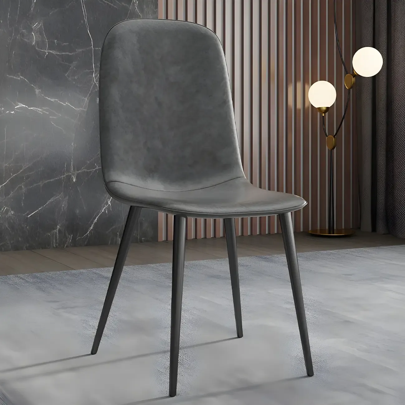Industrial Armless Faux Leather Low Back Dining Chair Image - 1