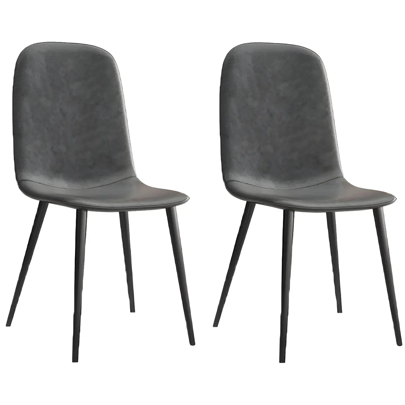 Industrial Armless Faux Leather Low Back Dining Chair Image - 2 | homeyfad