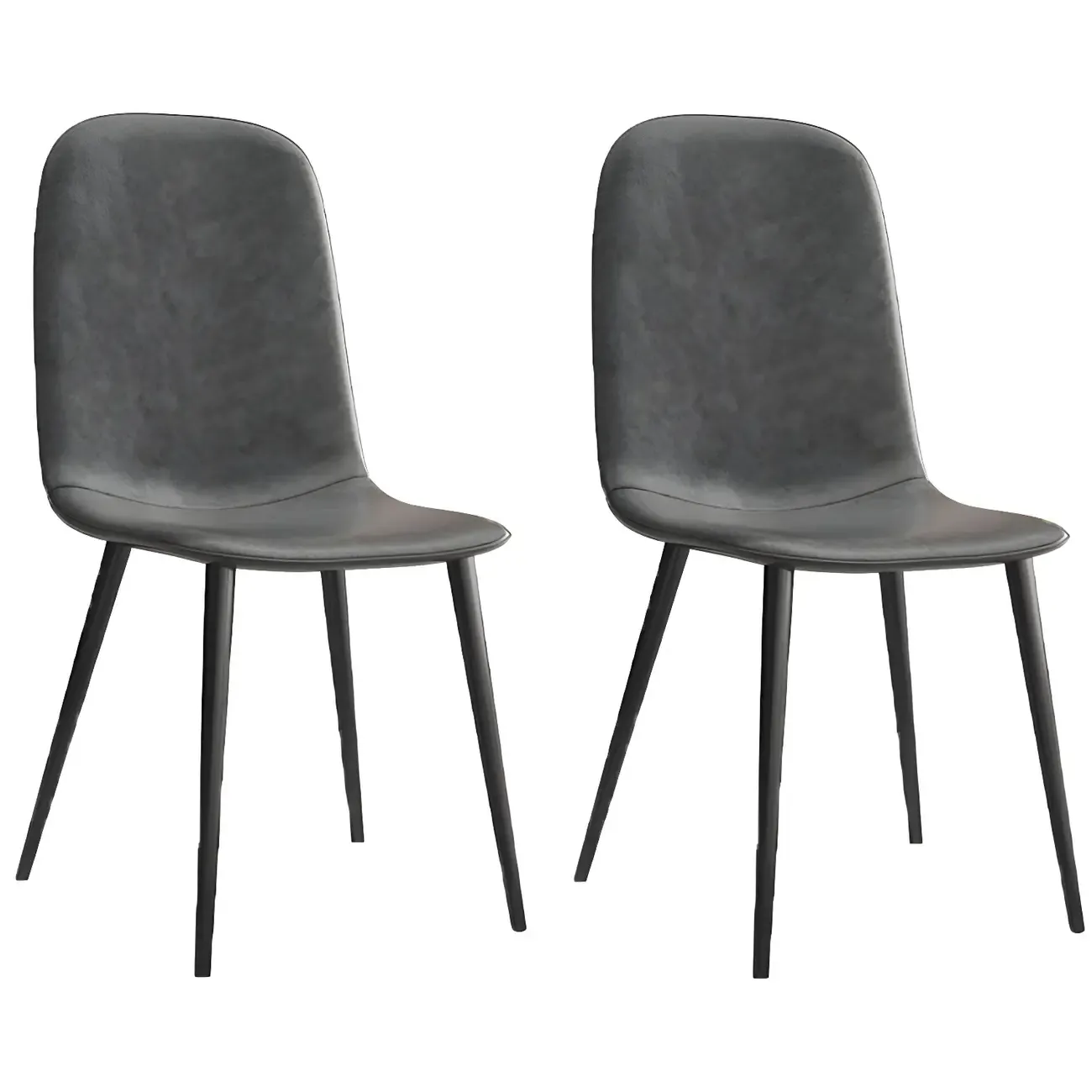 Industrial Armless Faux Leather Low Back Dining Chair Image - 2