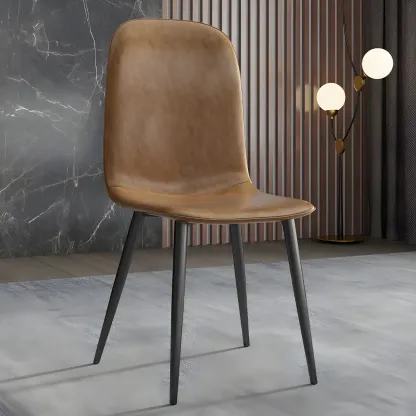 Industrial Armless Faux Leather Low Back Dining Chair Image - 3