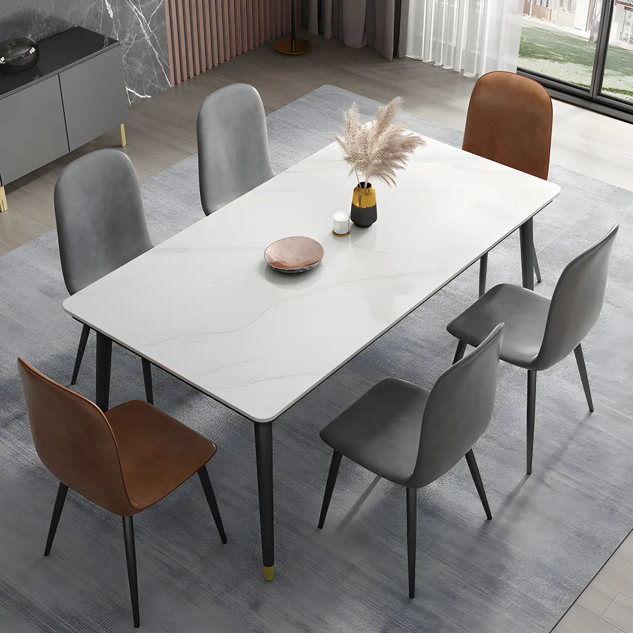 Industrial Armless Faux Leather Low Back Dining Chair Image - 5 | homeyfad