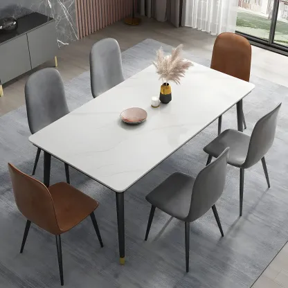 Industrial Armless Faux Leather Low Back Dining Chair Image - 5