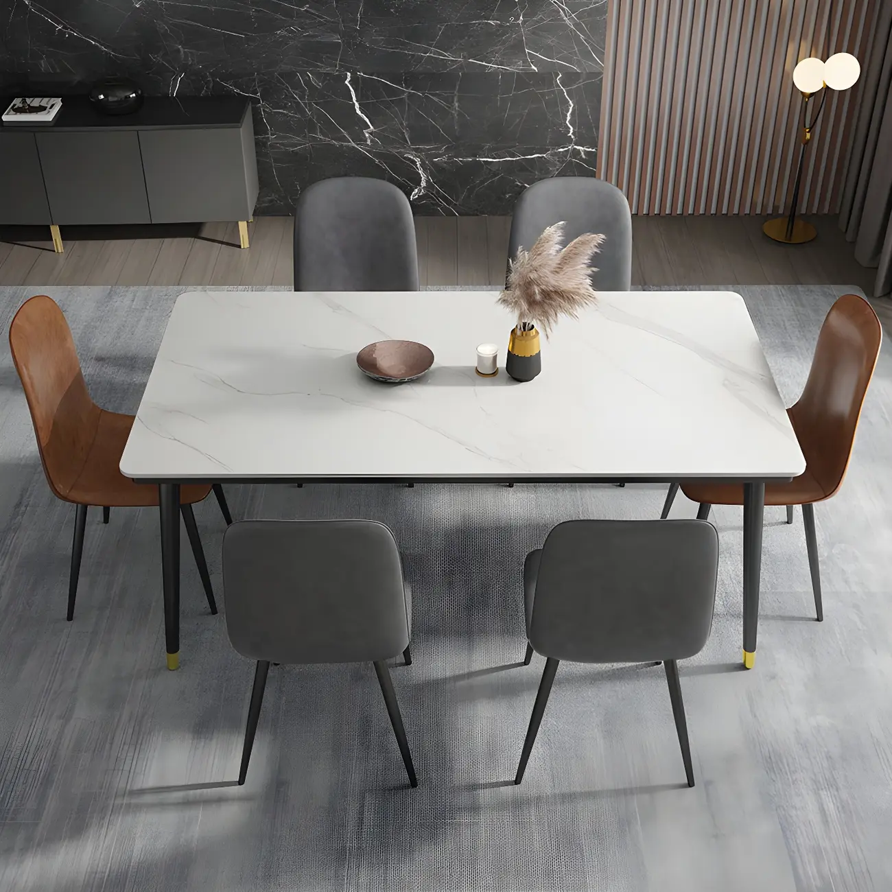 Industrial Armless Faux Leather Low Back Dining Chair Image - 6 | homeyfad