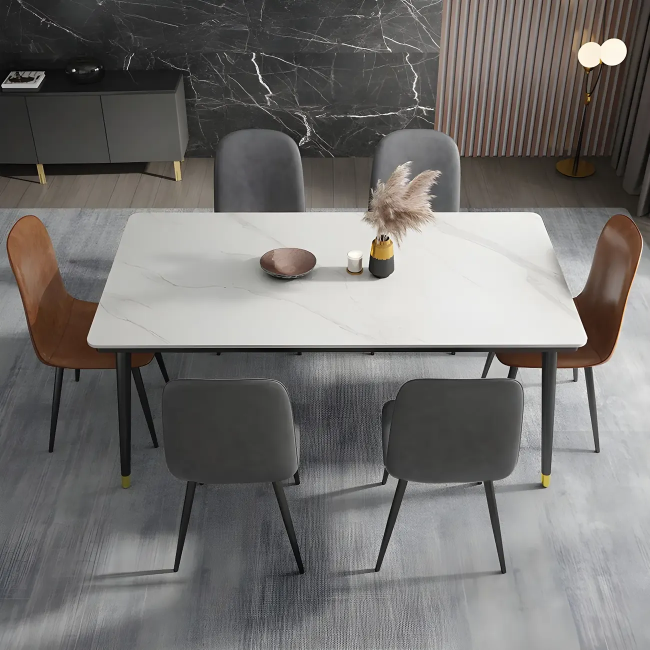 Industrial Armless Faux Leather Low Back Dining Chair Image - 6