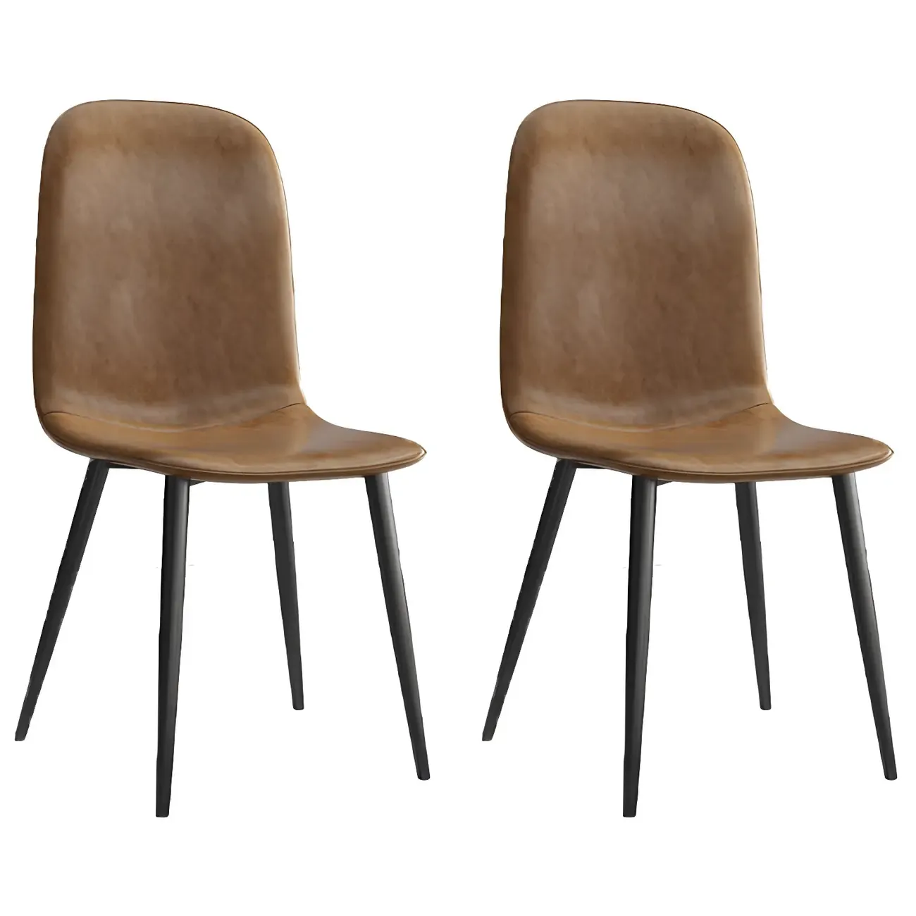 Industrial Armless Faux Leather Low Back Dining Chair Image - 7