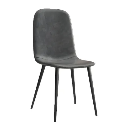 Industrial Armless Faux Leather Low Back Dining Chair Image - 8