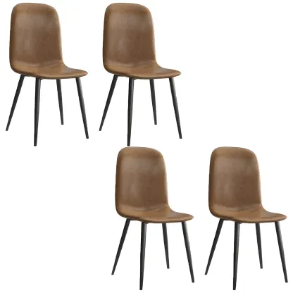 Industrial Armless Faux Leather Low Back Dining Chair Image - 9