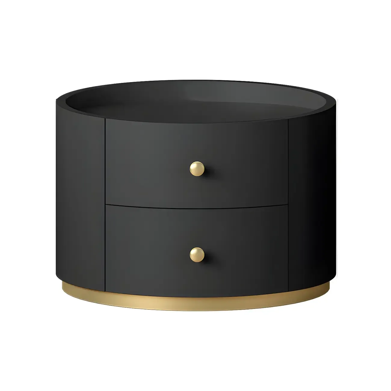 Glam Manufactured Wood Round 2-Drawer Nightstand Image - 3