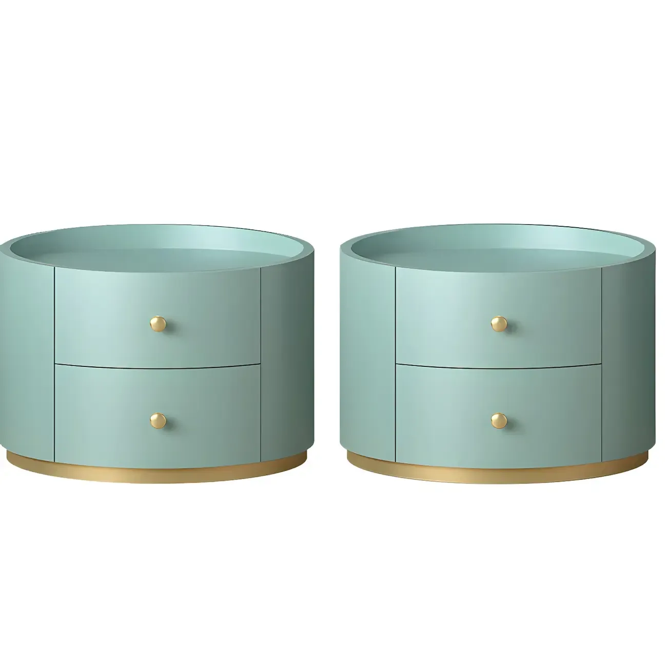 Glam Manufactured Wood Round 2-Drawer Nightstand Image - 8