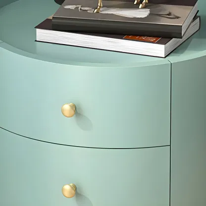 Glam Manufactured Wood Round 2-Drawer Nightstand Image - 11