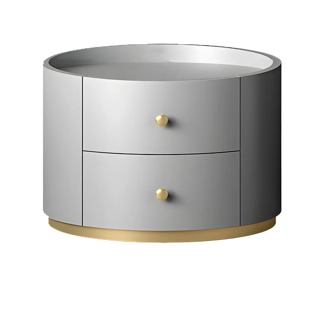 Glam Manufactured Wood Round 2-Drawer Nightstand Image - 14 | homeyfad