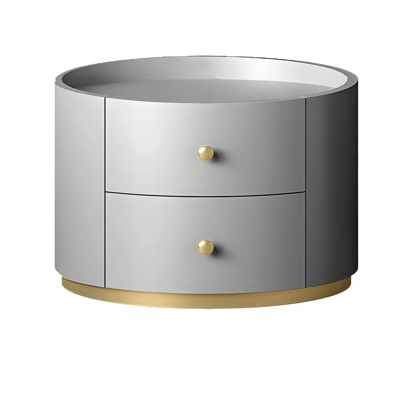 Glam Manufactured Wood Round 2-Drawer Nightstand Image - 14