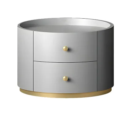 Glam Manufactured Wood Round 2-Drawer Nightstand Image - 14