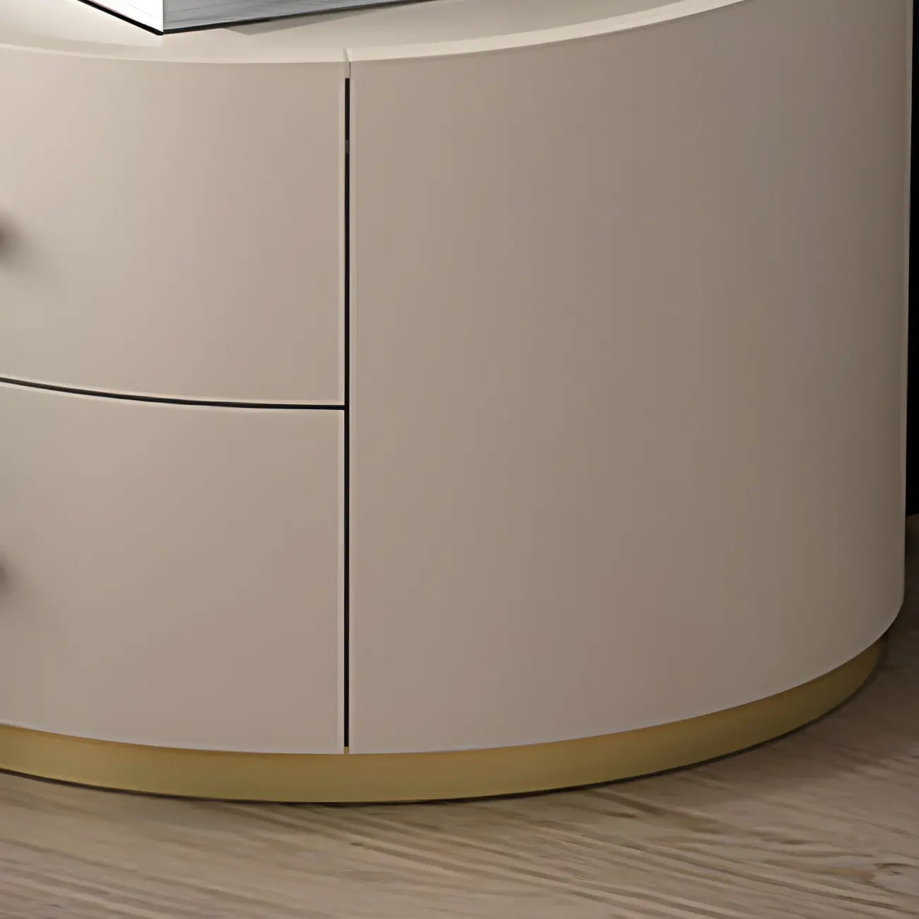 Glam Manufactured Wood Round 2-Drawer Nightstand Image - 15 | homeyfad