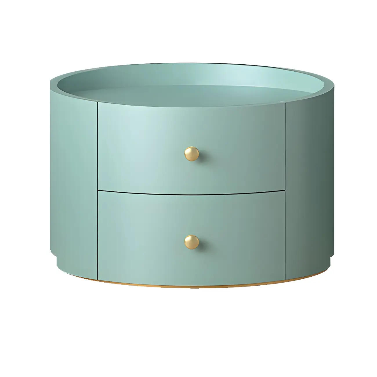 Glam Manufactured Wood Round 2-Drawer Nightstand Image - 18 | homeyfad