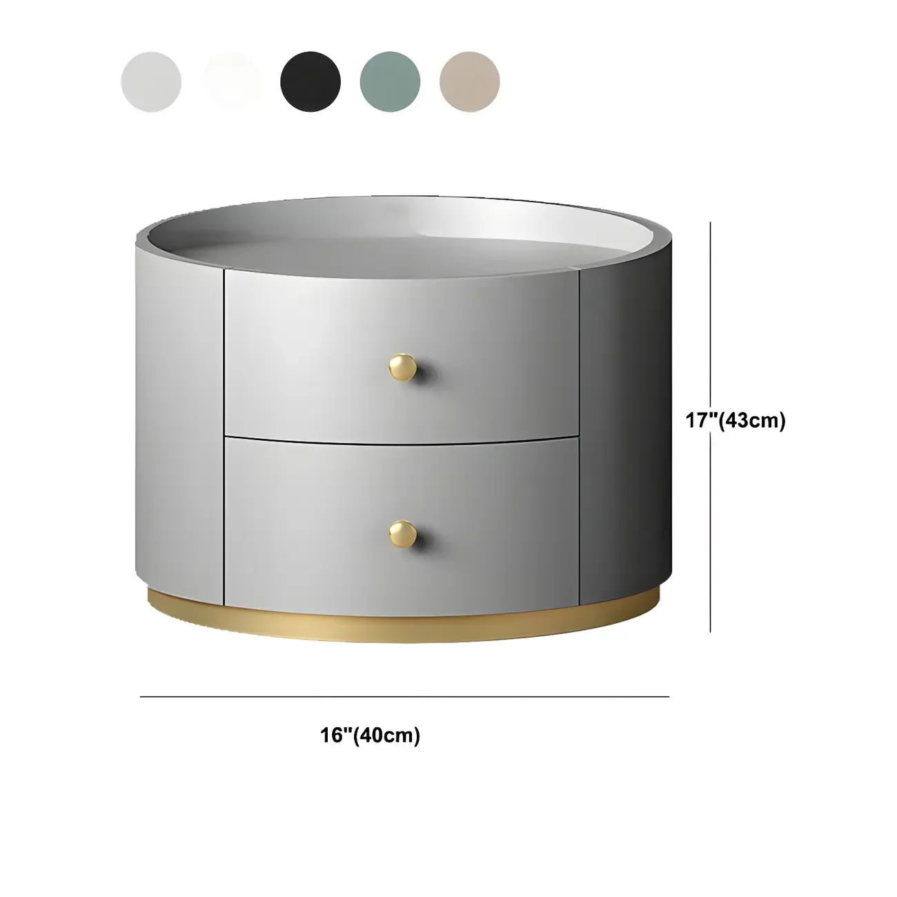 Glam Manufactured Wood Round 2-Drawer Nightstand Image - 26