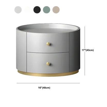 Glam Manufactured Wood Round 2-Drawer Nightstand Image - 26