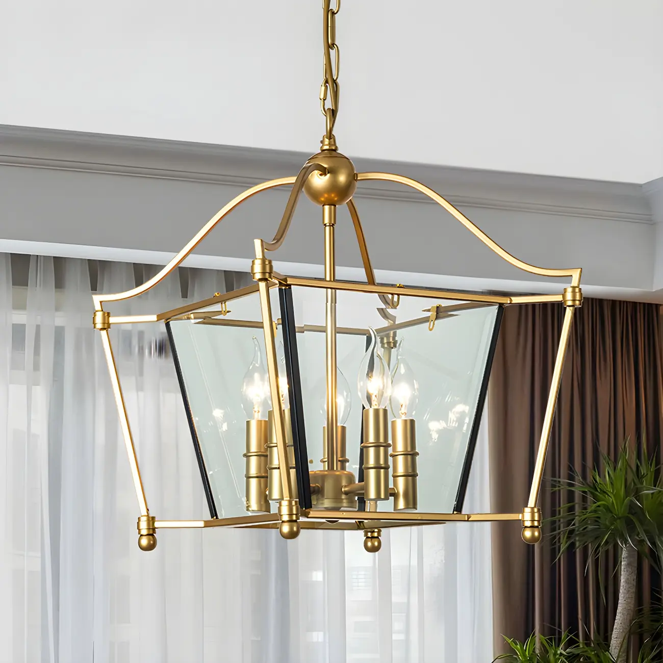 Gold Square Glass Crystal Modern Chandelier Light Image - 1 | homeyfad