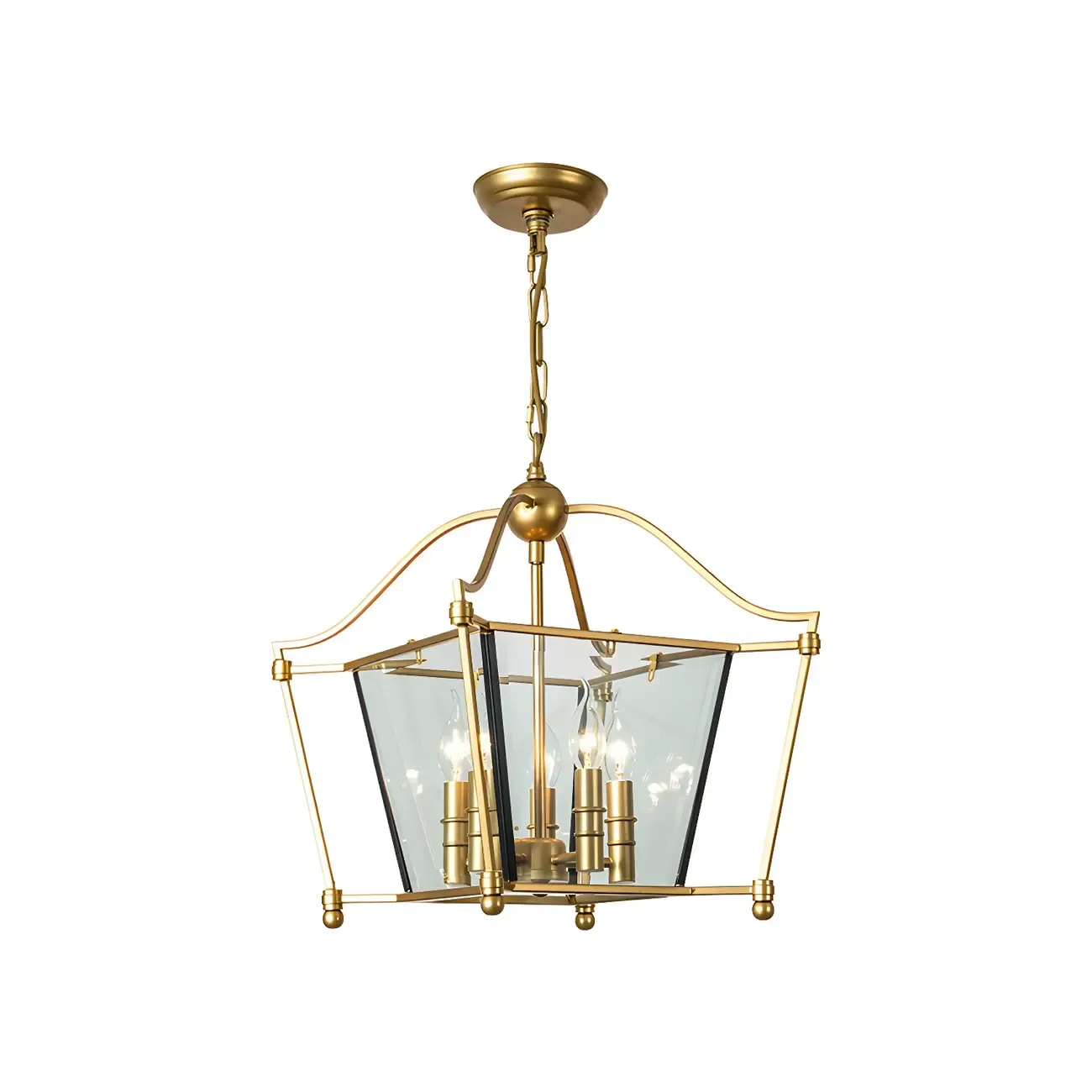 Gold Square Glass Crystal Modern Chandelier Light Image - 6