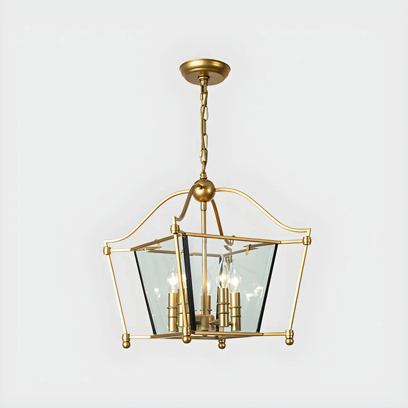Gold Square Glass Crystal Modern Chandelier Light Image - 7