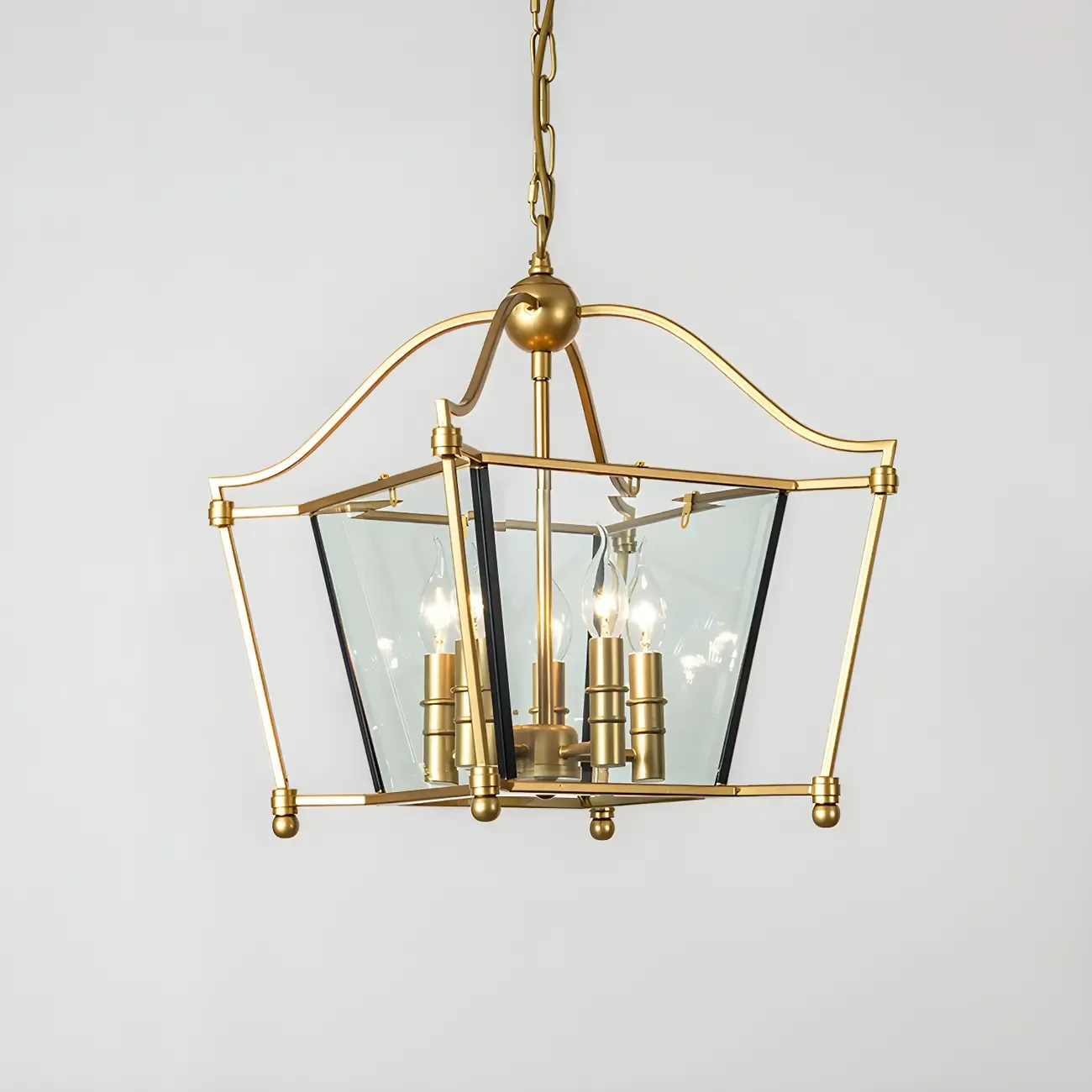 Gold Square Glass Crystal Modern Chandelier Light Image - 8