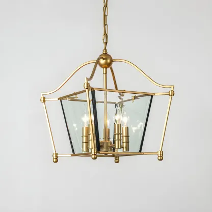 Gold Square Glass Crystal Modern Chandelier Light Image - 8
