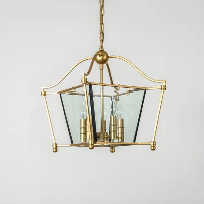 Gold Square Glass Crystal Modern Chandelier Light Image - 9