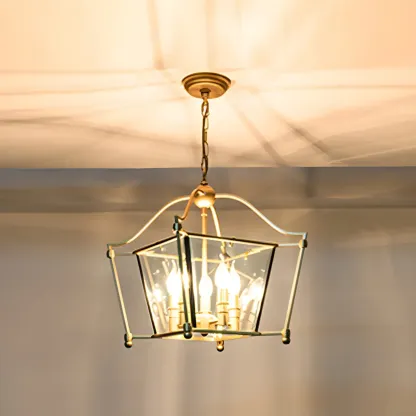 Gold Square Glass Crystal Modern Chandelier Light Image - 3