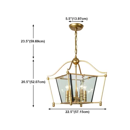 Gold Square Glass Crystal Modern Chandelier Light #size