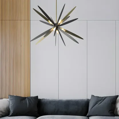Postmodern Style Chandelier Light Metal Starburst Pendant Light for Living Room Image - 6