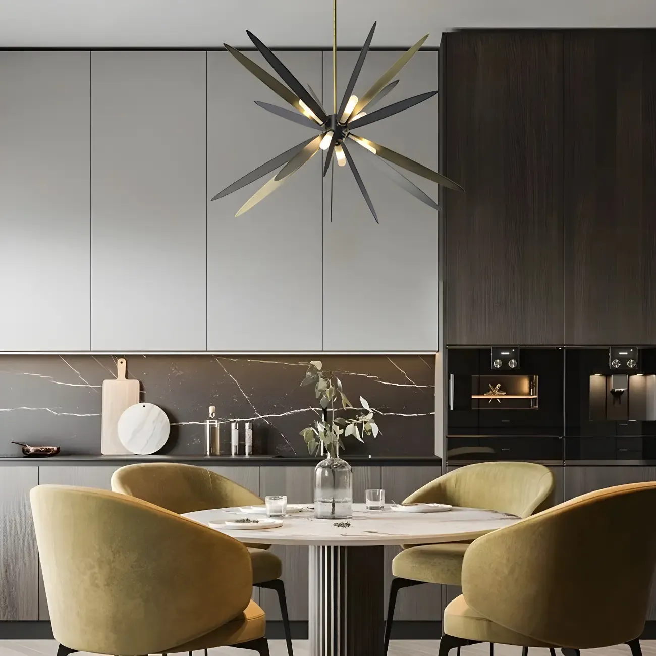 Postmodern Style Chandelier Light Metal Starburst Pendant Light for Living Room Image - 2