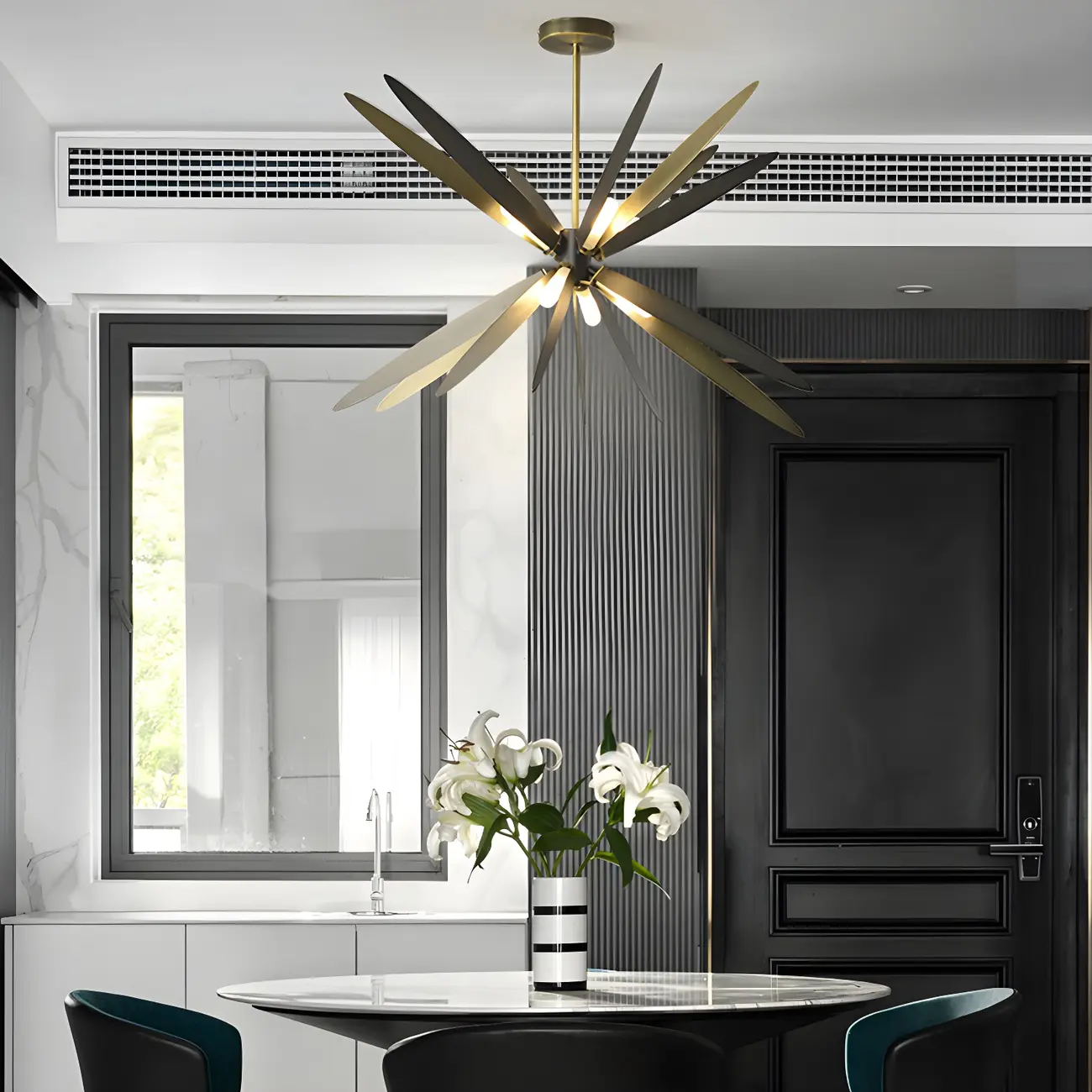 Postmodern Style Chandelier Light Metal Starburst Pendant Light for Living Room Image - 3 | homeyfad