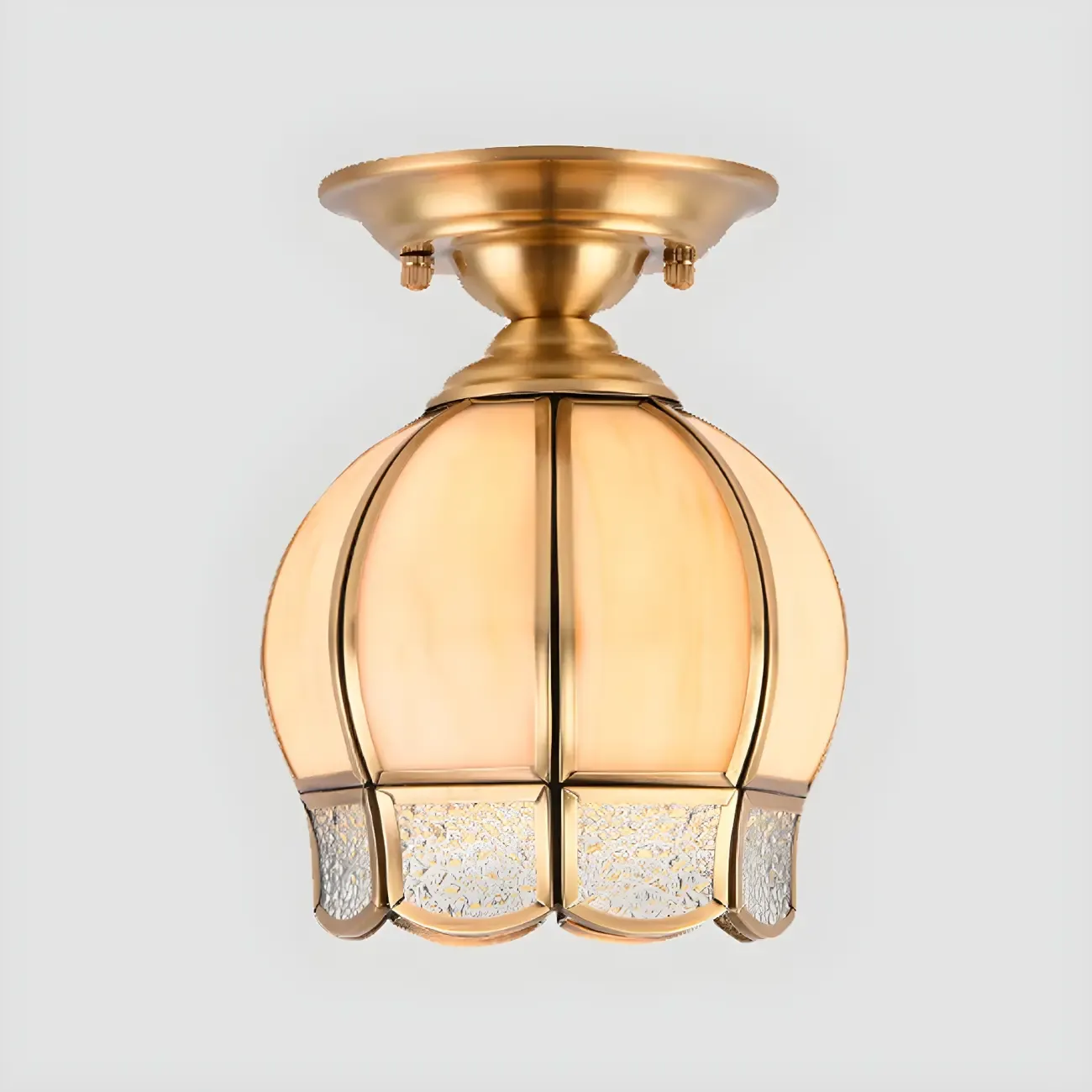 Colonial Dome Gold Glass Semi-Flush Mount Light Image - 5