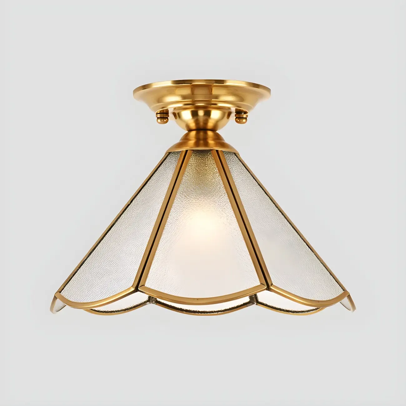 Colonial Dome Gold Glass Semi-Flush Mount Light Image - 6