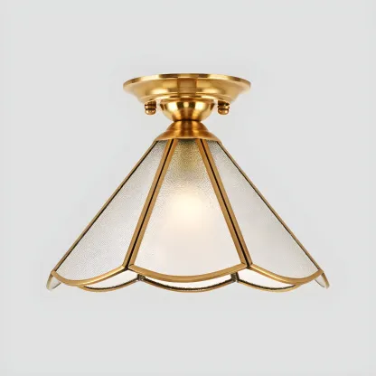 Colonial Dome Gold Glass Semi-Flush Mount Light Image - 6